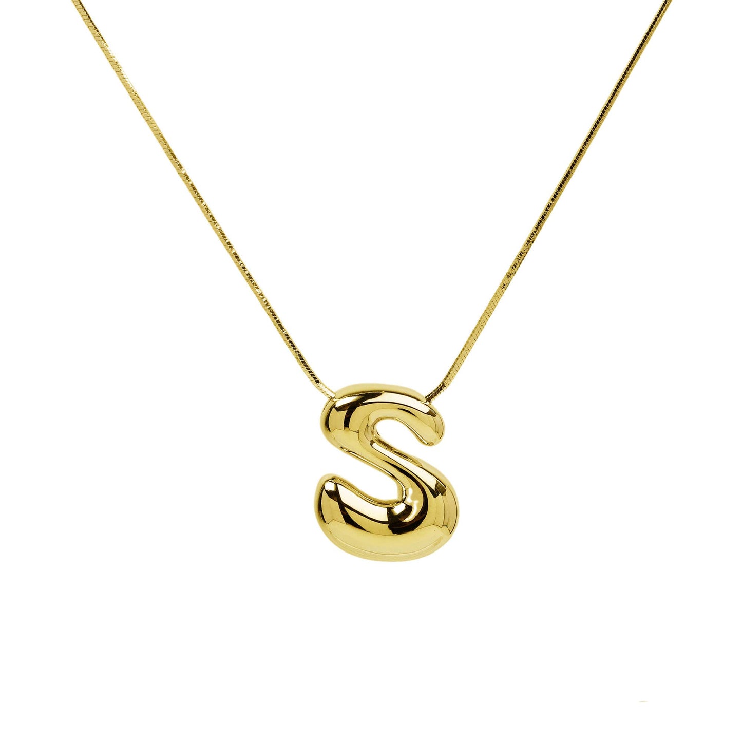 Initial Balloon Waterdrop 18K Gold Necklace