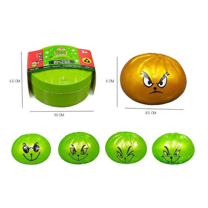 12PCS - Glitter Christmas Grinch Mystery Squishy Dumpling Stress Relief Squishy Toy