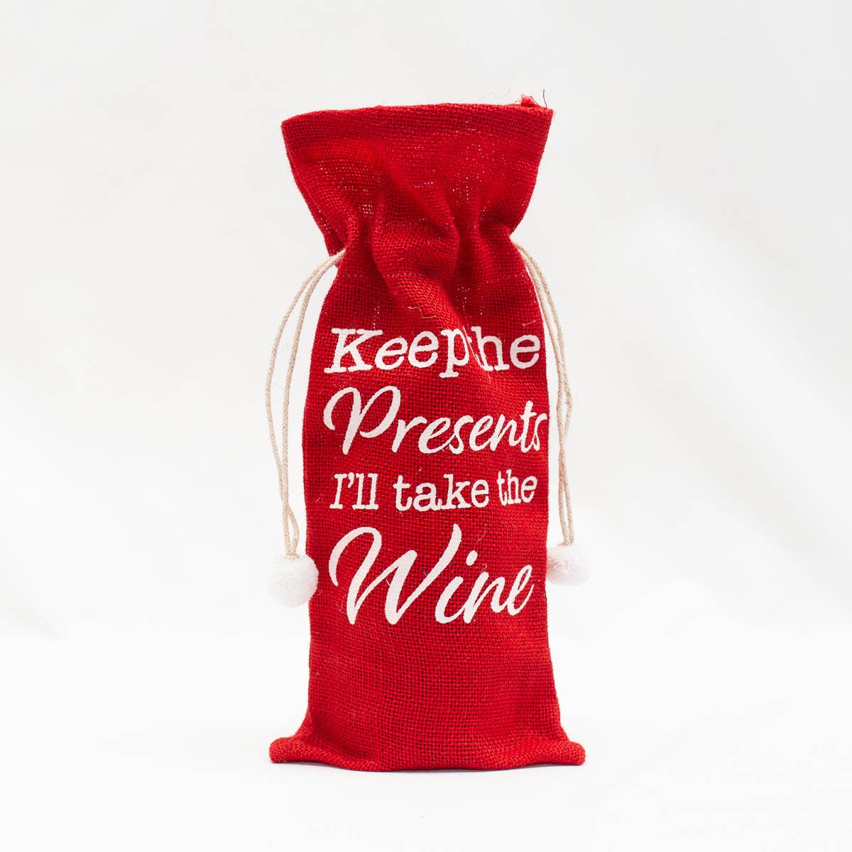 Keep the Presents Wine Bag   Red/White   6x14