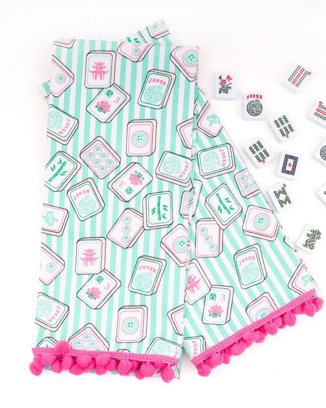 Mahjong Stripe Pom-Pom Kitchen Towel Set