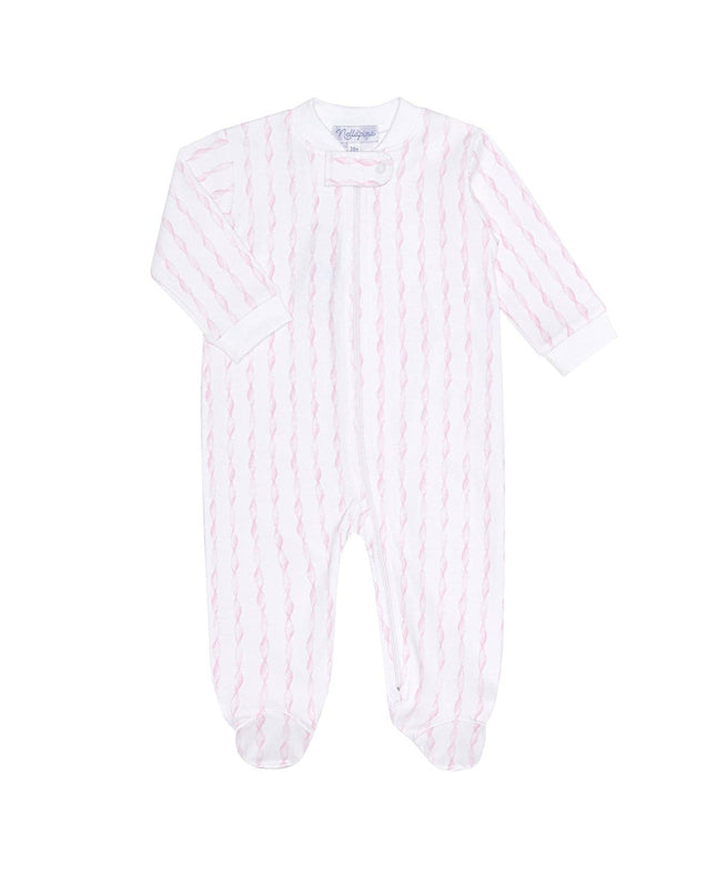 Pink Twirls Zipper Footie
