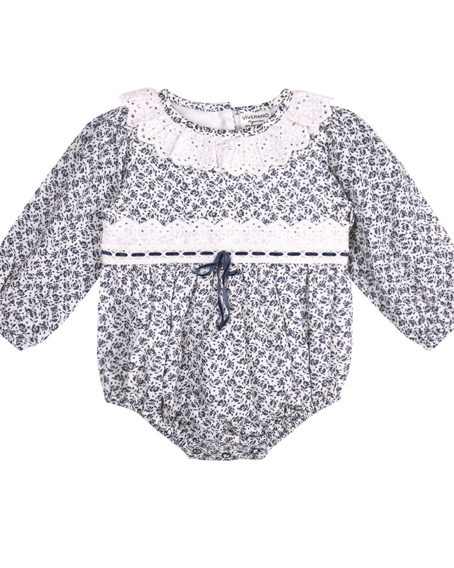 Floral Print & Lace Baby Girl Romper