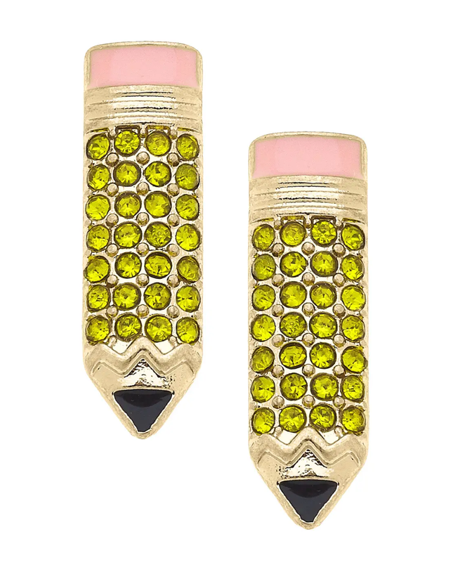 Pave Enamel #2 Pencil Stud Earrings