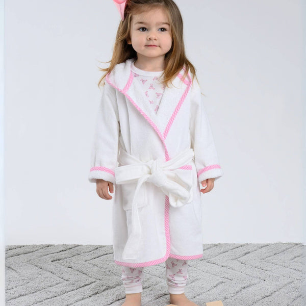 Essentials Pink Gingham Trim Bathrobe