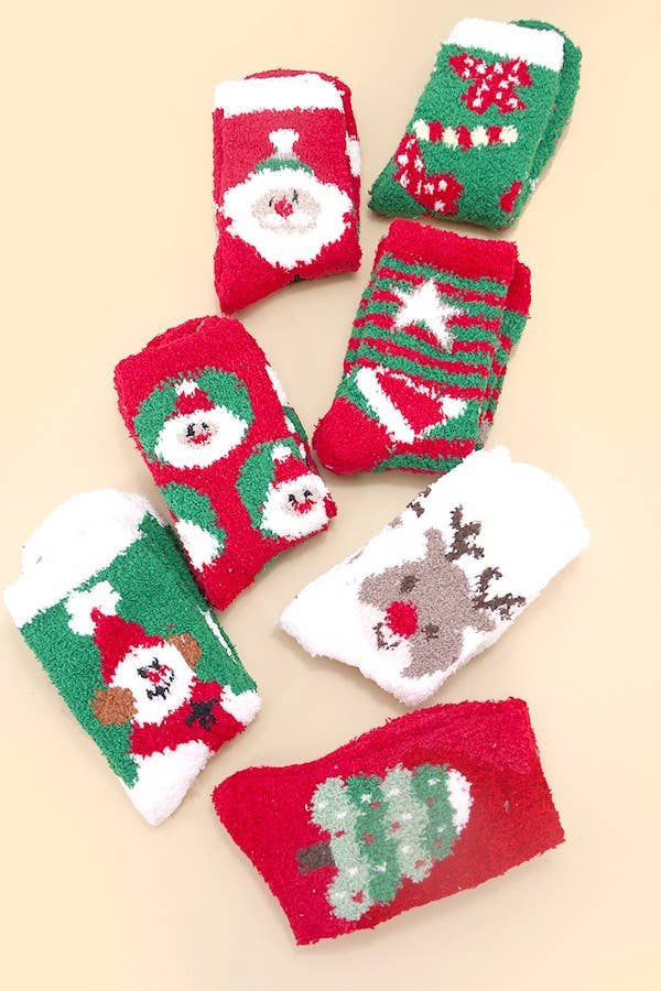 Christmas Holiday Warm Coral Fleece Fuzzy Socks