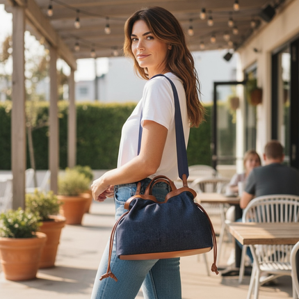 Cinched Denim Tote Bag -Reese Indigo