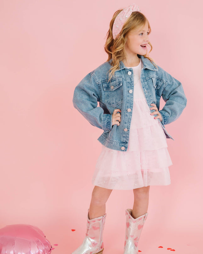 Pearl Heart Patch Denim Jacket