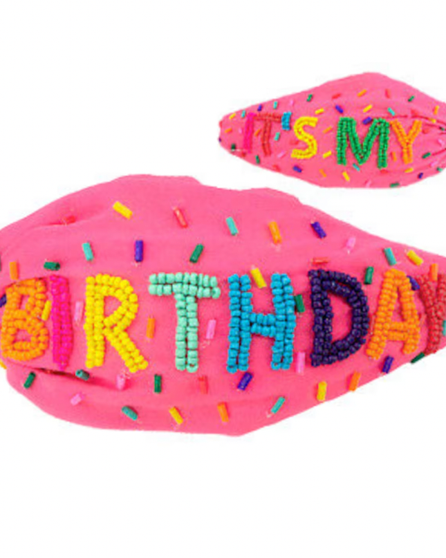 Happy Birthday Girl Pink Spring Knot Headband