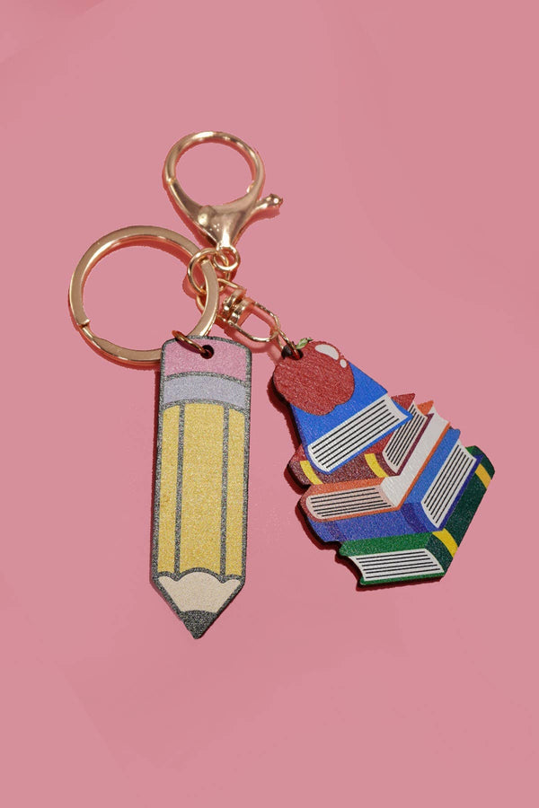 School Book Pencil Bag Charm Keychain