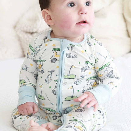 Country Club Cuties Convertible Bamboo Zip Romper | Blue