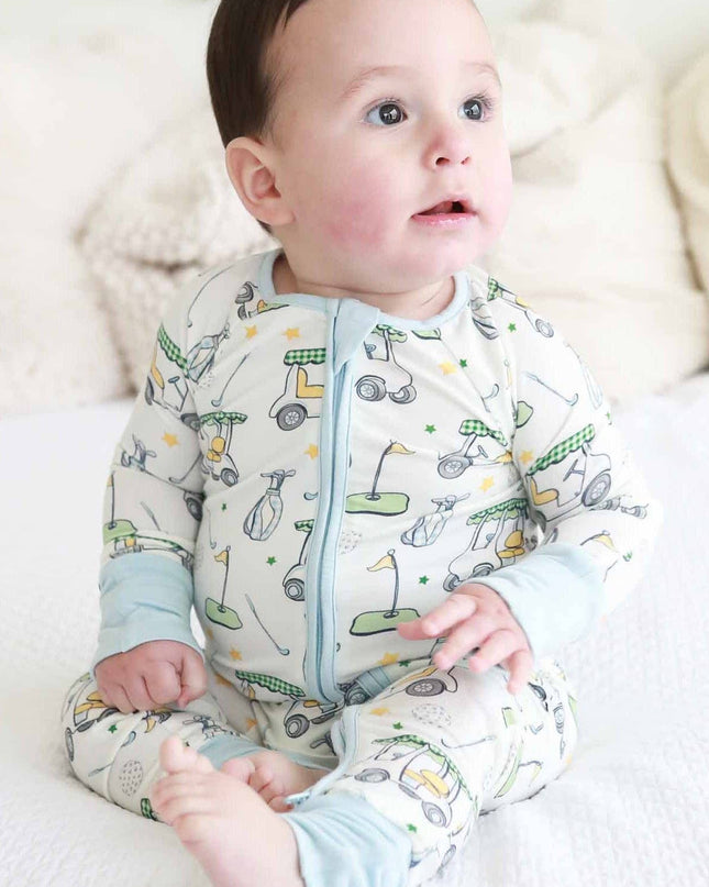 Country Club Cuties Convertible Bamboo Zip Romper | Blue