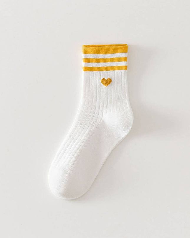 Hearts Printed Crew Socks