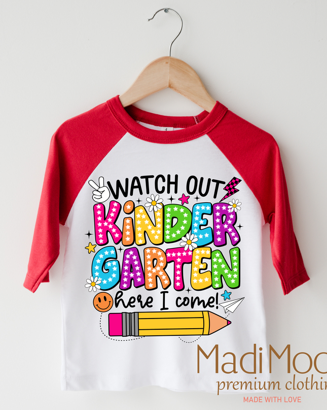 Watch Out Kindergarten Here I Come Shirt - Back To School Shirt