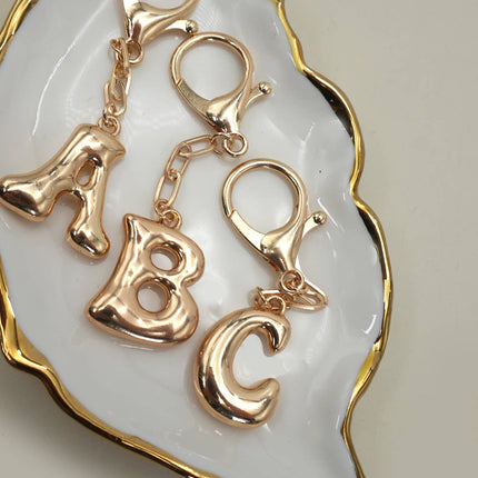 Bubble Letter Monogram Bag Charm Key Chain
