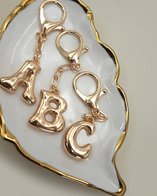 Bubble Letter Monogram Bag Charm Key Chain
