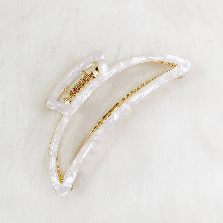 Jenna Half Moon Hair Claw-White