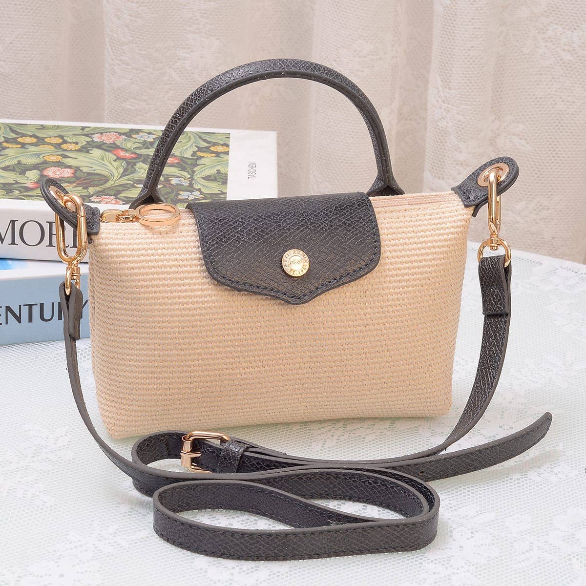 SC781 Lacey Straw Mini Crossbody Bag