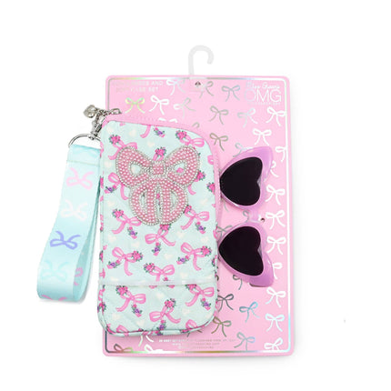Beaded Bow Wristlet Case and Sunglasses