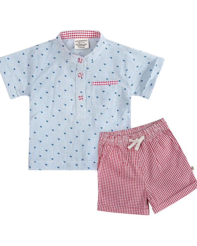 Cayden Ditsy Heart Baby Top + Shorts (Organic)