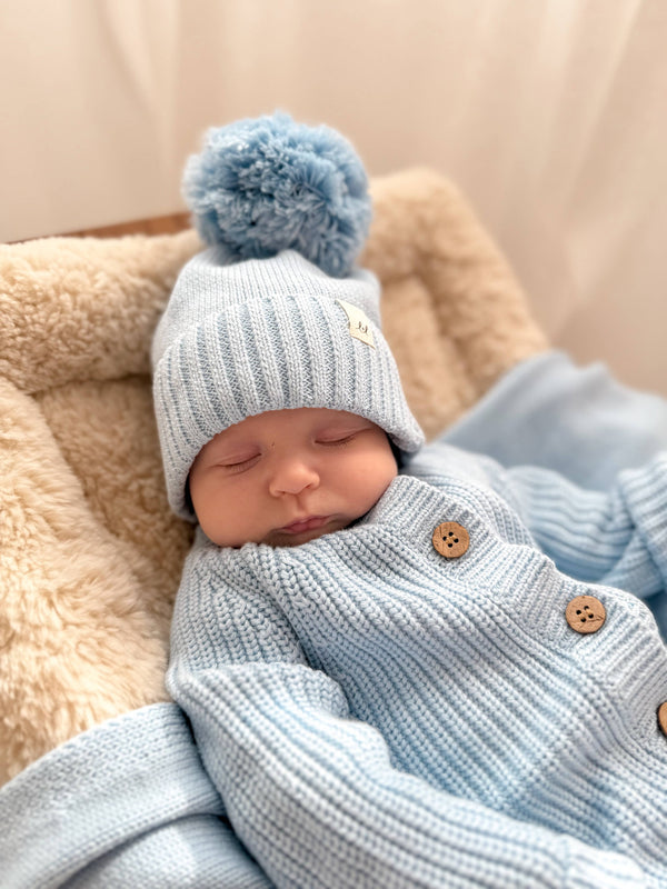 Luna + Luca Pom Beanie - Powder Blue