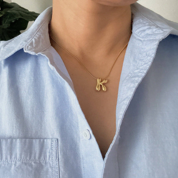 EY Balloon Letter Initial Necklace-Gold