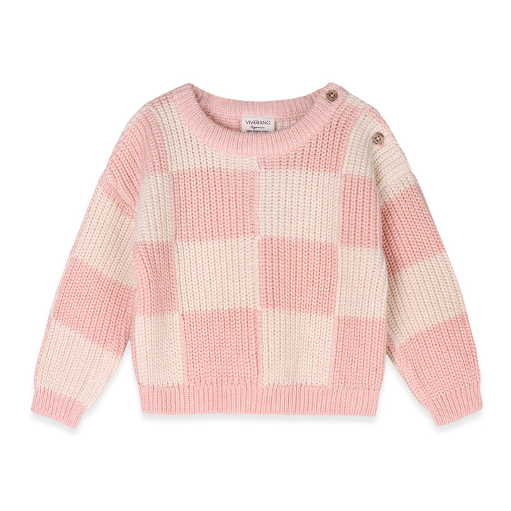 Cutie Pie Checkered Slouchy Knit Baby Pullover
