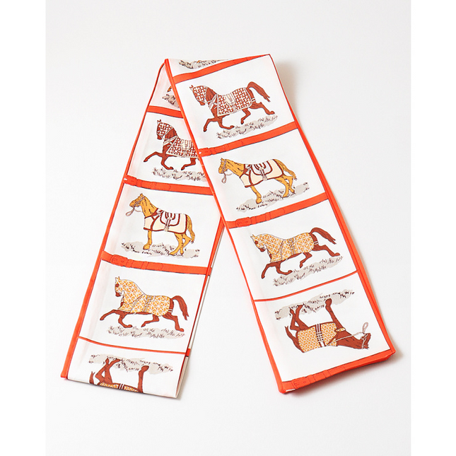 Equestrian Print Scarf | Horse Pattern Silk-Style Scarf for Hair, Wrist, Handbag & Belt