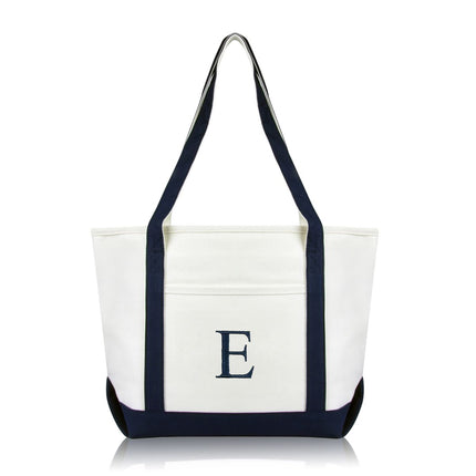 Personalized Black Tote Bag with Initial