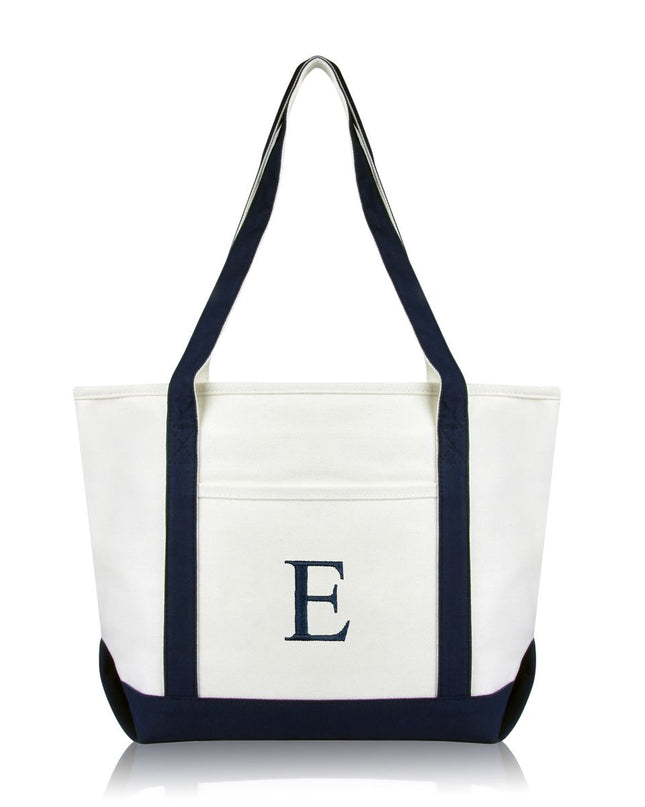 Personalized Black Tote Bag with Initial