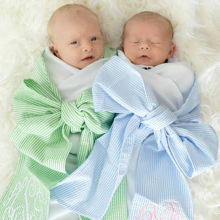 Seersucker Baby Swaddle Blanket - Blue
