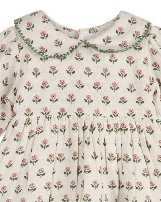 Rosamund Block Print Floral Baby Dress & Bloomer (Organic)