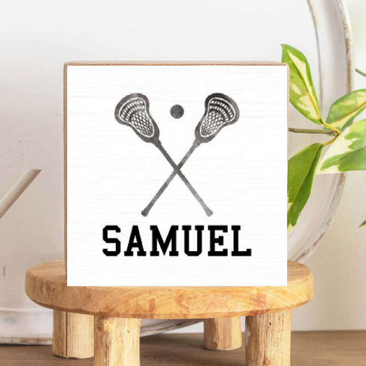 Personalized Lacrosse Decorative Wooden Block