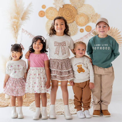 Mocha Floral Bow Patch Sweatshirt - Kids Clothing - Fall