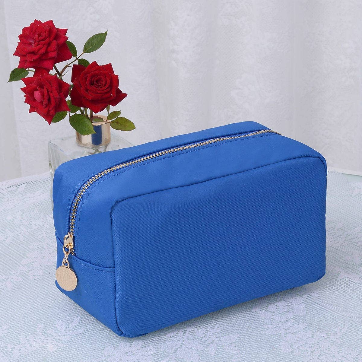 Personalized Emma Round Zippered Nylon Cosmetic Pouch Bag