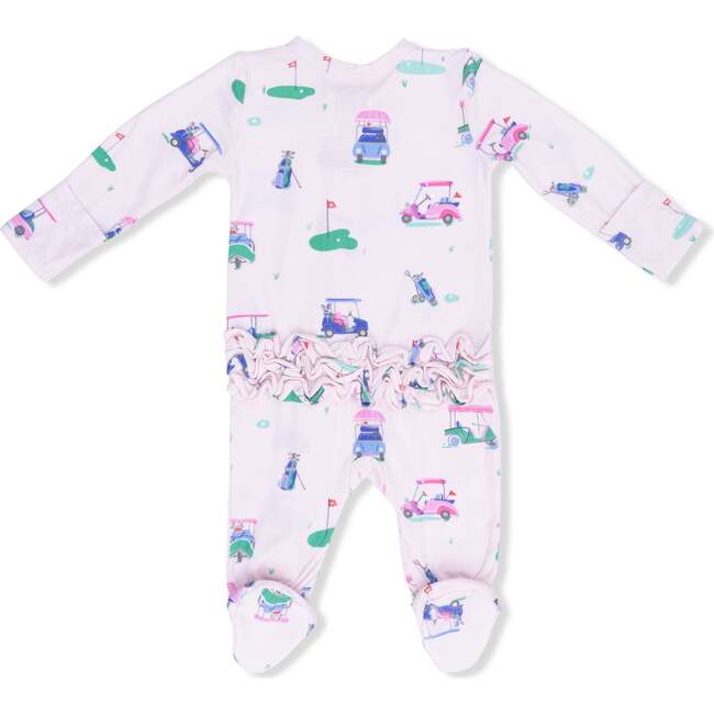 Vintage Golf Carts Ruffle Back Footie - Pink