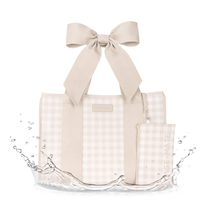 Latte Gingham Bow Jelly Tote Bag
