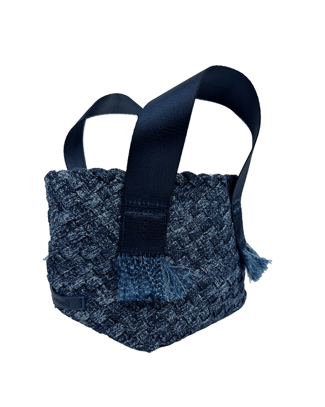 Dora Small Woven Denim Tote w/ Crossbody Strap