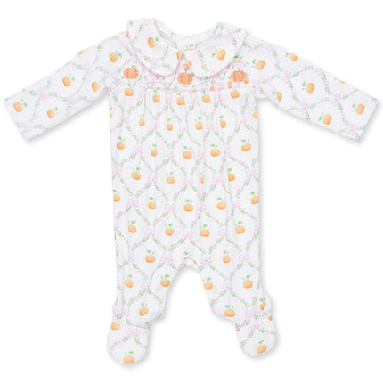 Angel Dear Pretty Pumpkin Trellis footie front detail