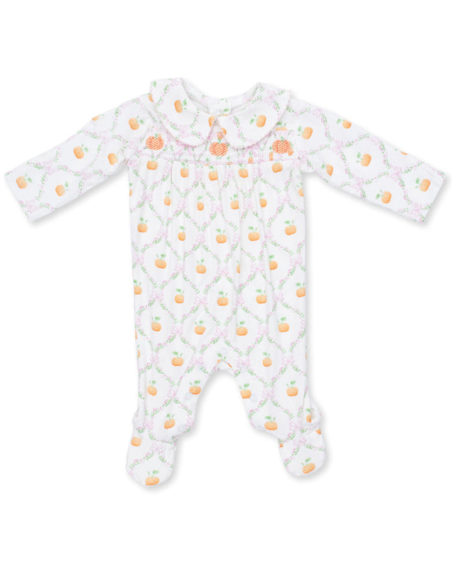 Angel Dear Pretty Pumpkin Trellis footie front detail