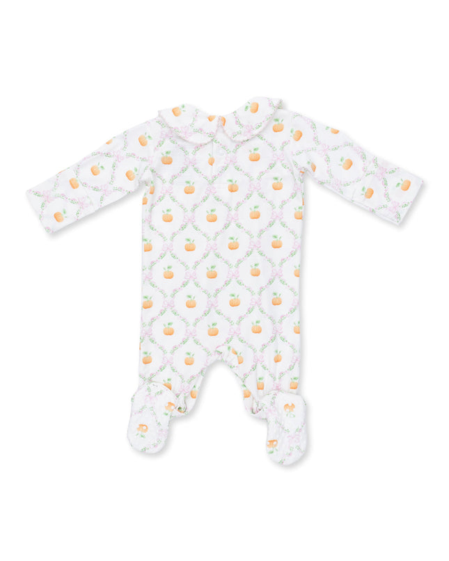 Angel Dear Pretty Pumpkin Trellis footie side view