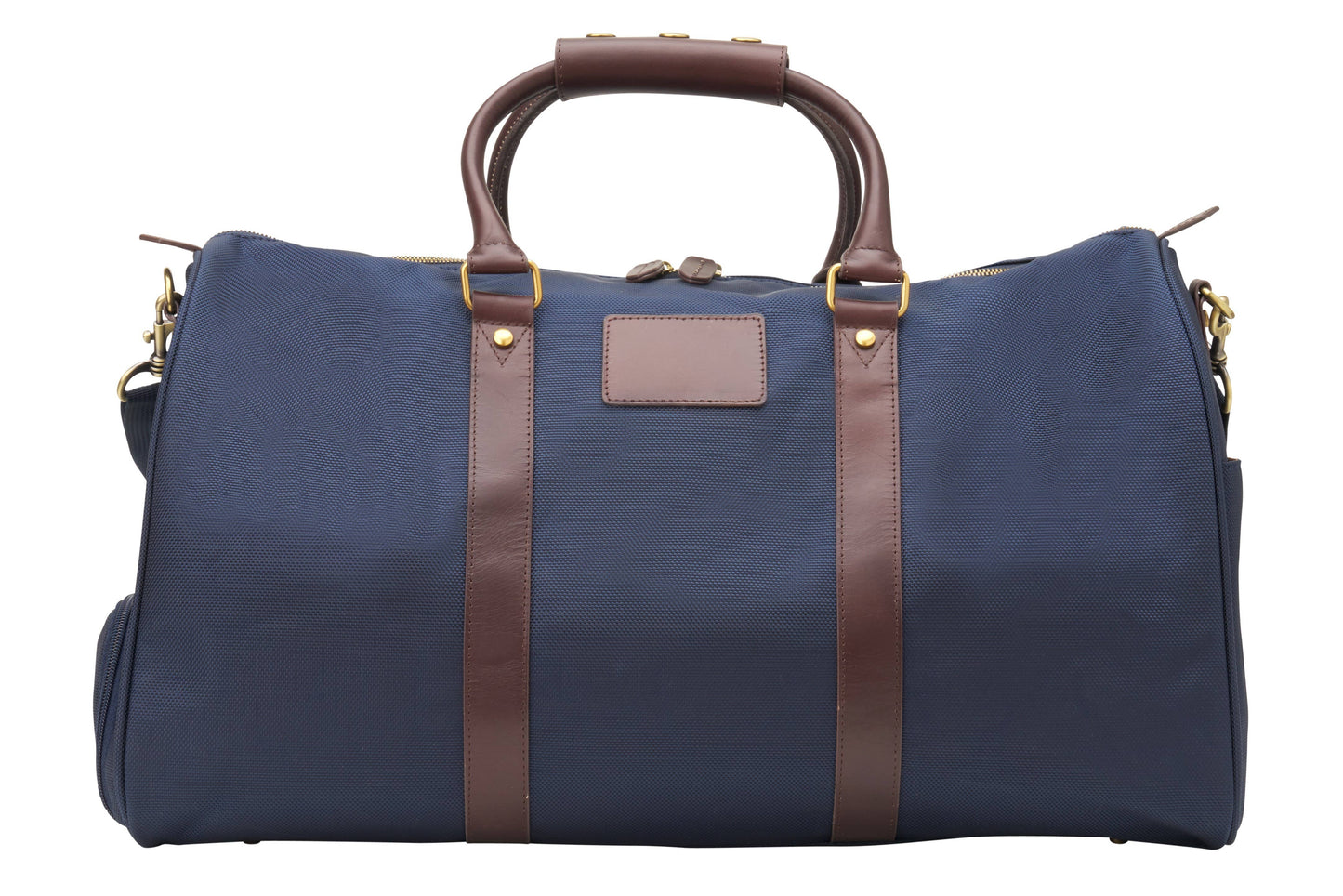 "Alex" Navy Nylon and Leather Duffle Bag (Personalizable)