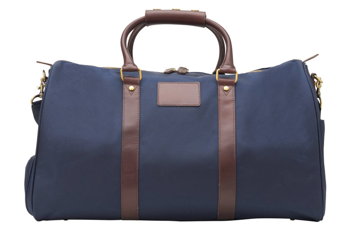 "Alex" Navy Nylon and Leather Duffle Bag (Personalizable)