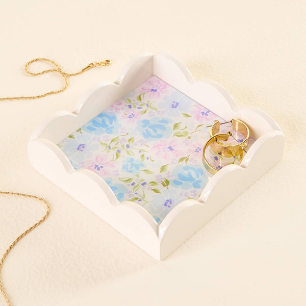 Scallop Trinket Tray - Secret Garden Blue