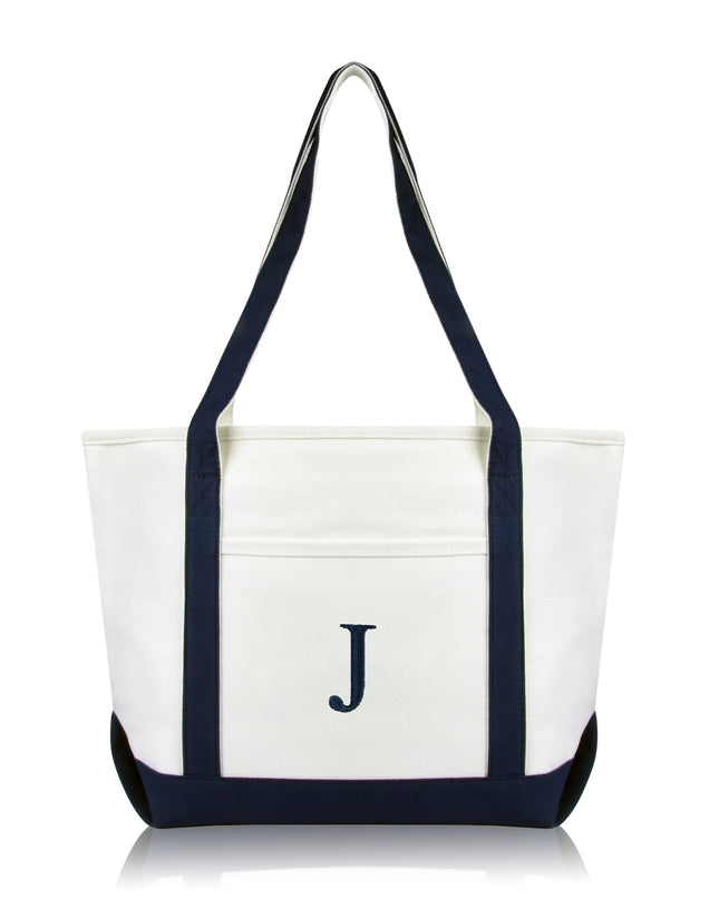 Personalized Black Tote Bag with Initial