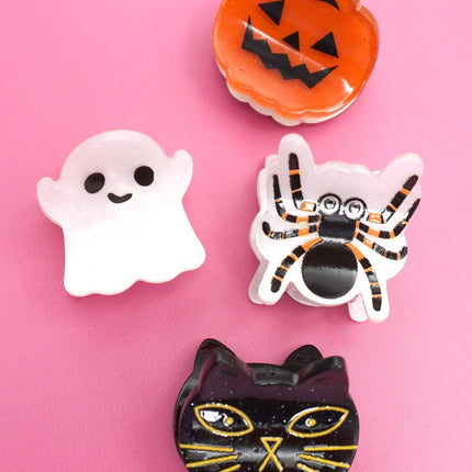 HALLOWEEN PUMPKIN GHOST SET OF 4 HAIR CLAW CLIPS | 40H973