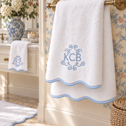 Luxury Scallop Piping Bath Towel Sets (6-Piece)
