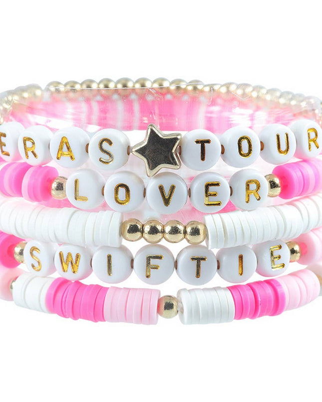 5PCS COLORED LETTER MULTI-LAYER BEADED BRACELET_CWAJE0711