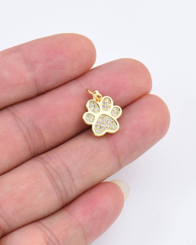 Gold Filled Paw Print Charm, Dog Cat Paw  Pendant CP1661