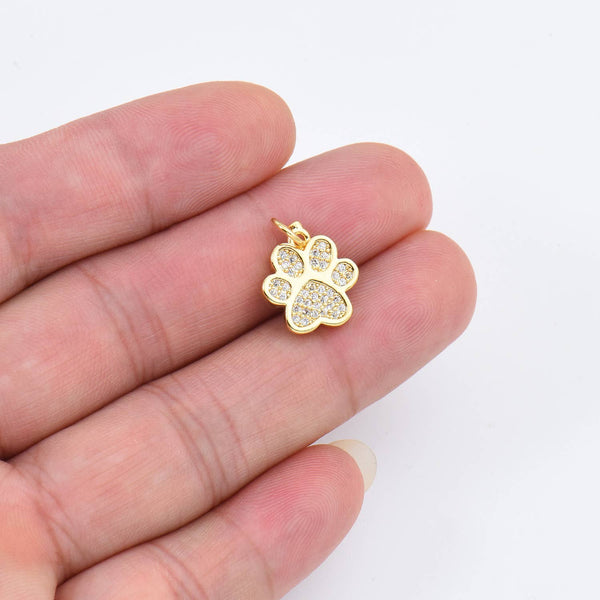 Gold Filled Paw Print Charm, Dog Cat Paw  Pendant CP1661