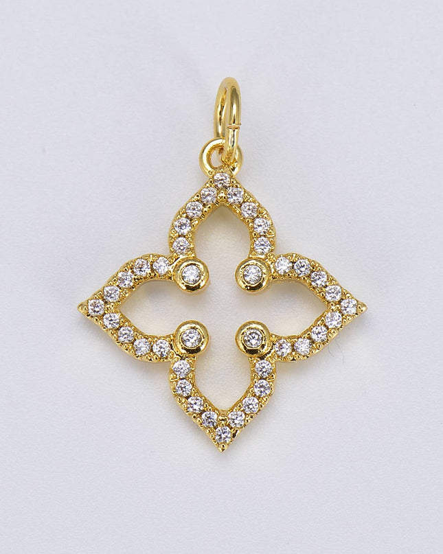 Gold Filled Four Leaf Clover Flower Charm Pendant, CP016
